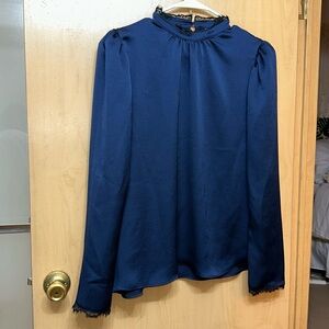 Express Midnight Blue Women's Blouse w/lace details
